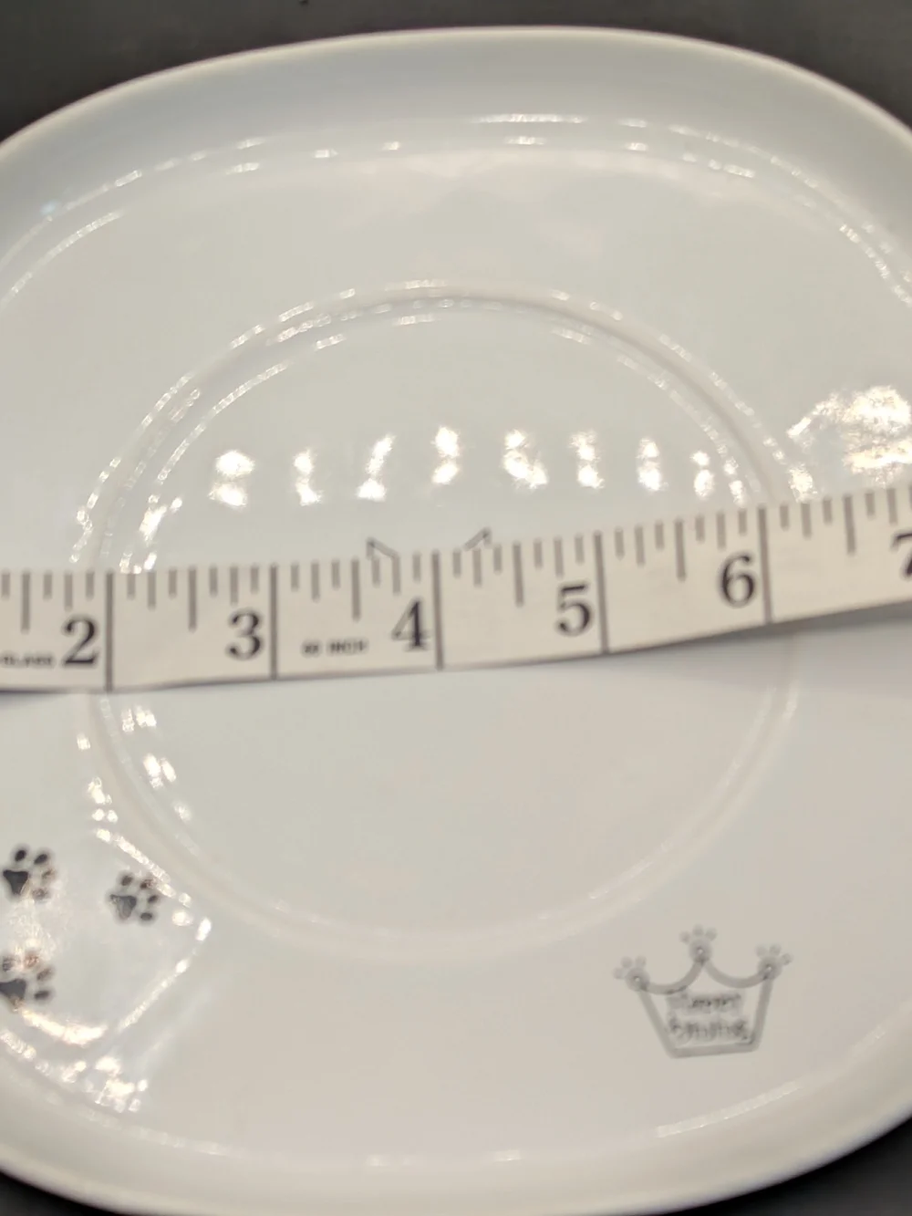 Ceramic Pet Bowl and Tray Set - White with Paw Print Design